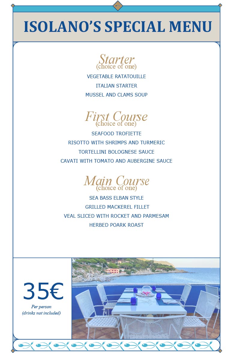 Menu Restaurant L'Isolano